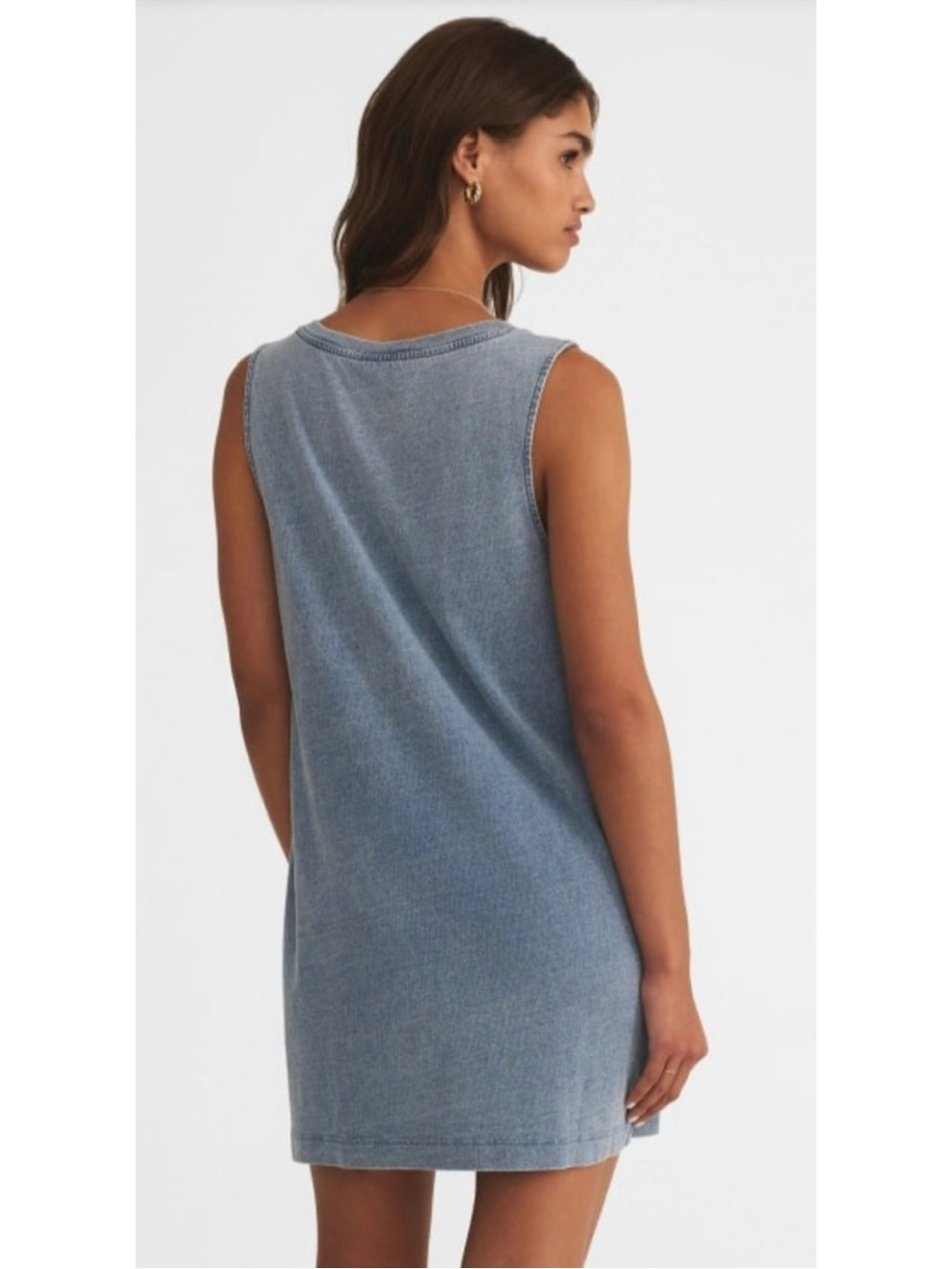 Z Supply Sloane V-Neck Jersey Denim Mini Dress - Picture 5 of 12